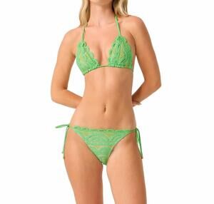 NEW PQ SWIM lace tie side bikini full bottom in matcha
